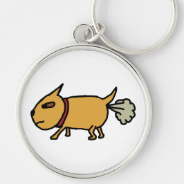 Hund Rund Silverfärgad Nyckelring