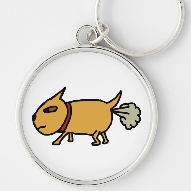 Hund Rund Silverfärgad Nyckelring (Framsidan)