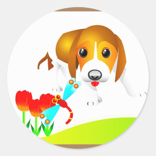 Hund. Runt Klistermärke (Framsida)