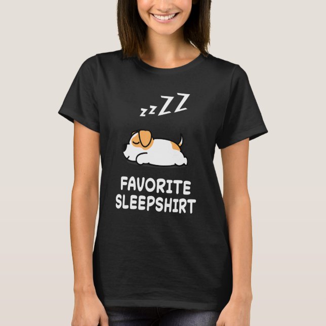 Hund Russel Terrier Hundar Nap Sleeping Pajama T Shirt (Framsida)