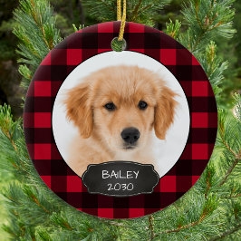 Hund Rustic Red Play-julpuppy Pet Photo Julgransprydnad Keramik