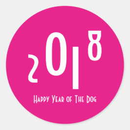 hund:s nya år 2018 i Lycklig Runt Klistermärke
