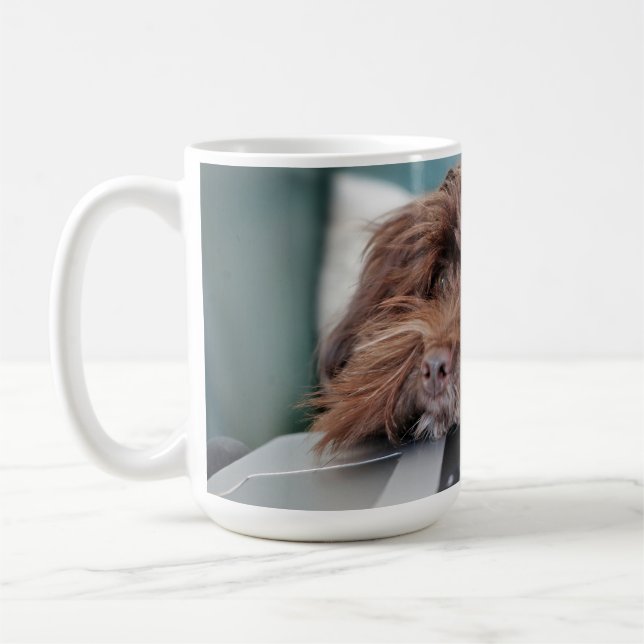 Hund, sällskapsdjur, inneslutning kaffemugg (Vänster)