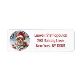 Hund Santa Chihuahua Santa Returadress Etikett