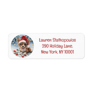 Hund Santa Chihuahua Santa Returadress Etikett