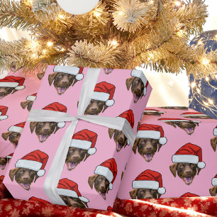 Hund Santa Hat Anpassningsbar Ansikte Photo Rosa Presentpapper