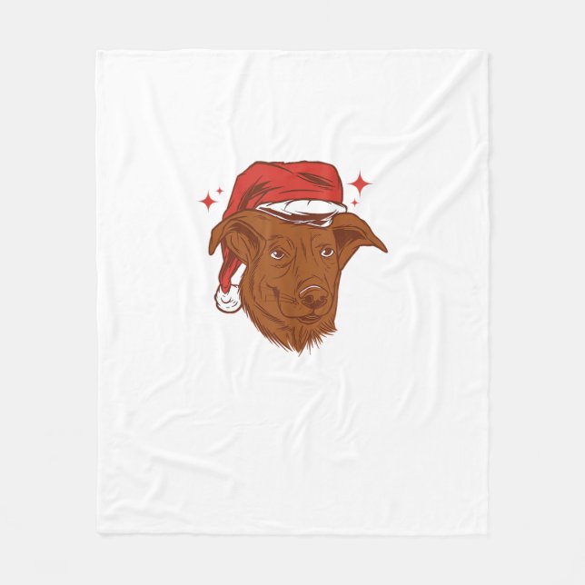 Hund Santa Hat - Finny jul Fleecefilt (Framsidan)
