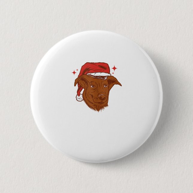 Hund Santa Hat - Finny jul Knapp (Framsida)