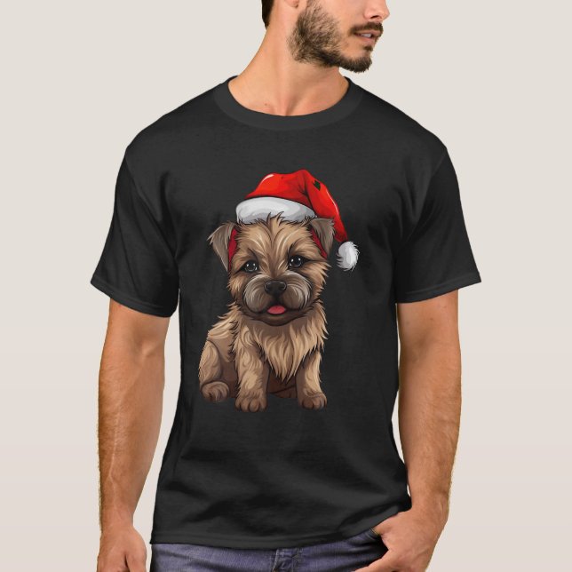 Hund Santa Hat Funny Julafton K T Shirt (Framsida)