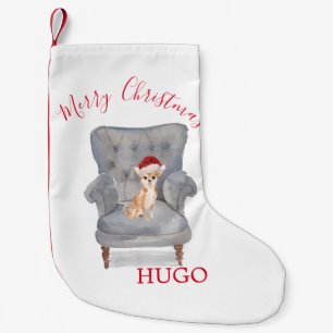 Hund Santa Hat God jul Chihuahua Puppy Hund Liten Julstrumpa