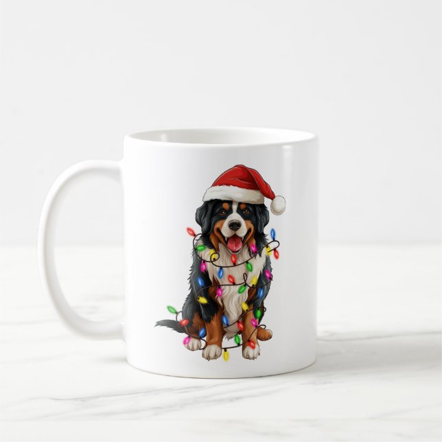 Hund Santa Hat vid lycklig julberget Kaffemugg (Vänster)
