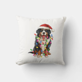 Hund Santa Hat vid lycklig julberget Kudde