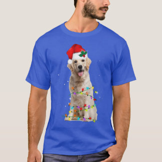 Hund Santa Light Santa Hat Golden Hundar Älskare T Shirt