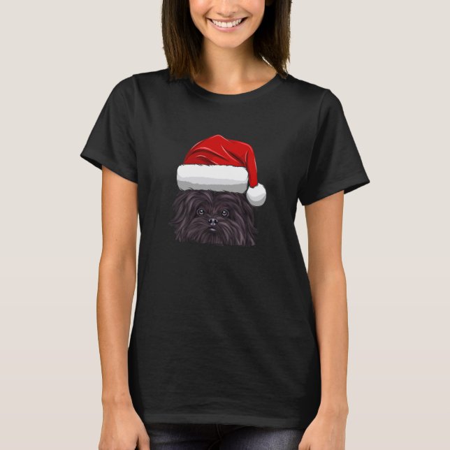 Hund Santa Santa Hat Affenpinscher T Shirt (Framsida)