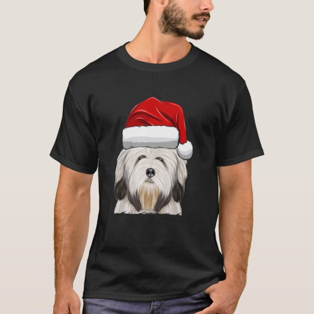 Hund Santa Santa Hat Lowchen T Shirt (Framsida)