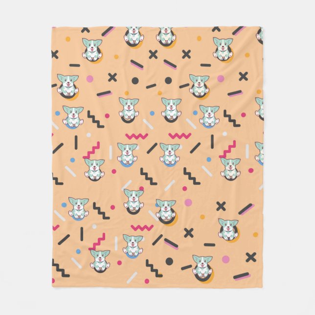 Hund Seamless Mönster Vector Fleecefilt (Framsidan)