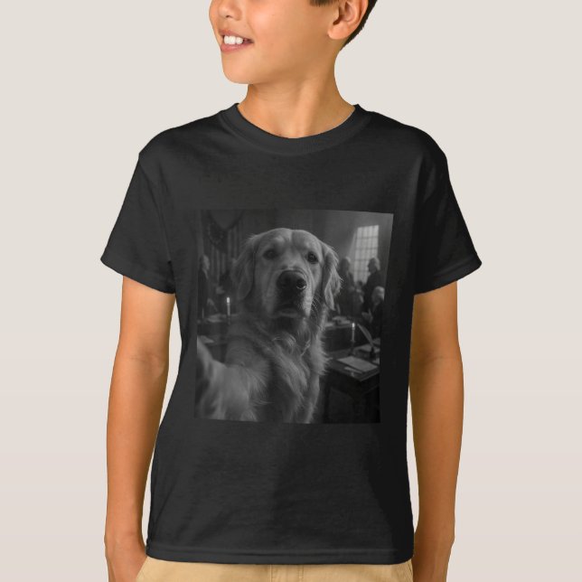 Hund Selfie Självständighetsförklaring funny 4:e O T Shirt (Framsida)