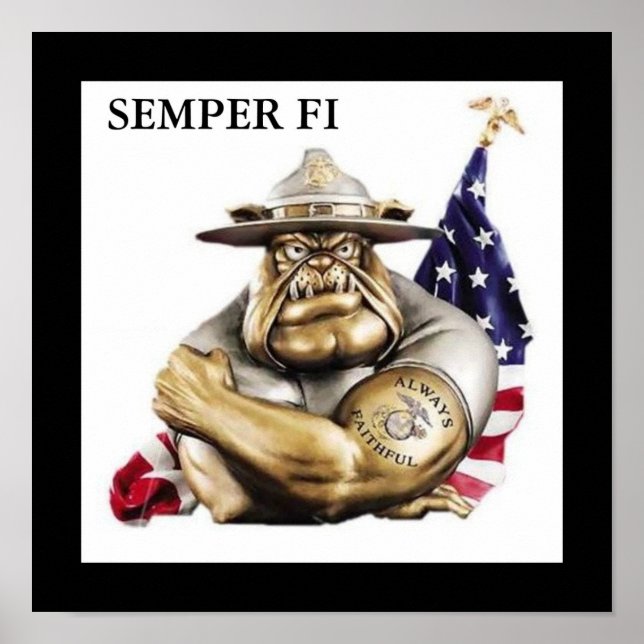 Hund Semper Fi Djävulen Poster (Framsidan)
