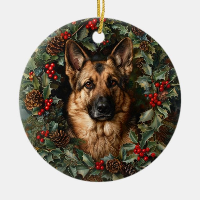 Hund Shepherd Julgransprydnad Keramik (Framsidan)