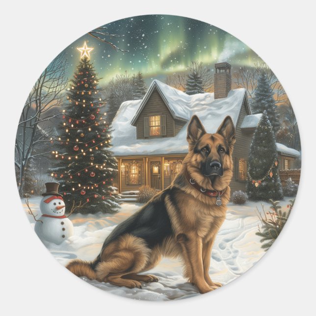 Hund Shepherd Runt Klistermärke (Framsida)