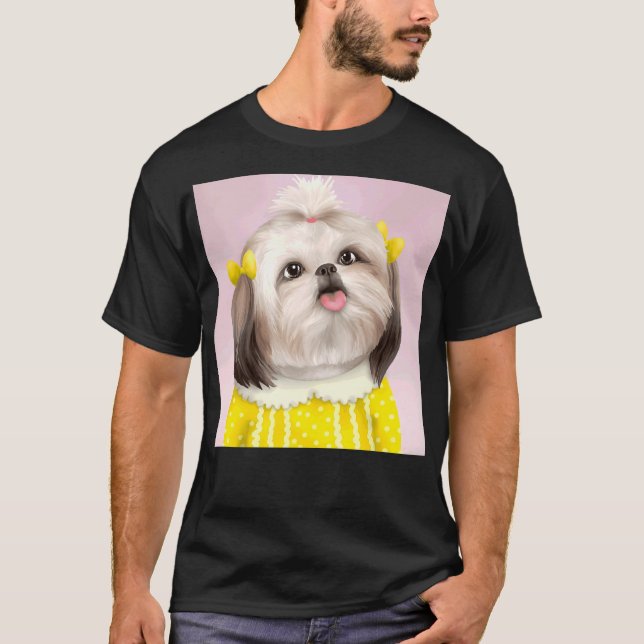 Hund Shih Tzu Digital D9 T Shirt (Framsida)