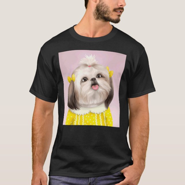 Hund Shih Tzu Digital D9 T Shirt (Framsida)