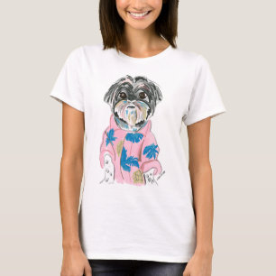 HUND SHIHTZU, ANPASSNINGSBAR AV VATTENFÄRG, LÄGG T SHIRT