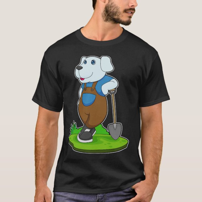 Hund Shovel T Shirt (Framsida)