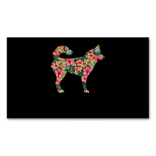 Hund   Siberian husky Flower Rolig hund Silhouette Magnetiska Visitkort