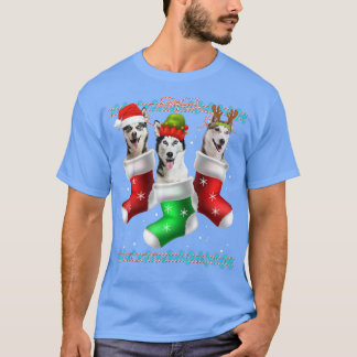 Hund Siberian husky julsockel Funny Julafton Paja T Shirt