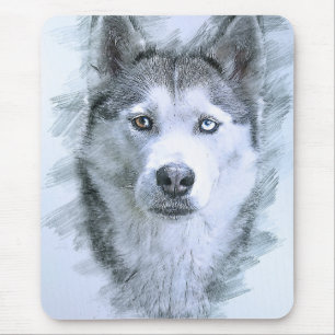 Hund Siberian Husky Teckning Släd Hund OtterBox Musmatta