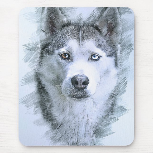 Hund Siberian Husky Teckning Släd Hund OtterBox Musmatta (Framsidan)