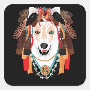 Hund Siberian husky Varg Hund Shaman Fyrkantigt Klistermärke