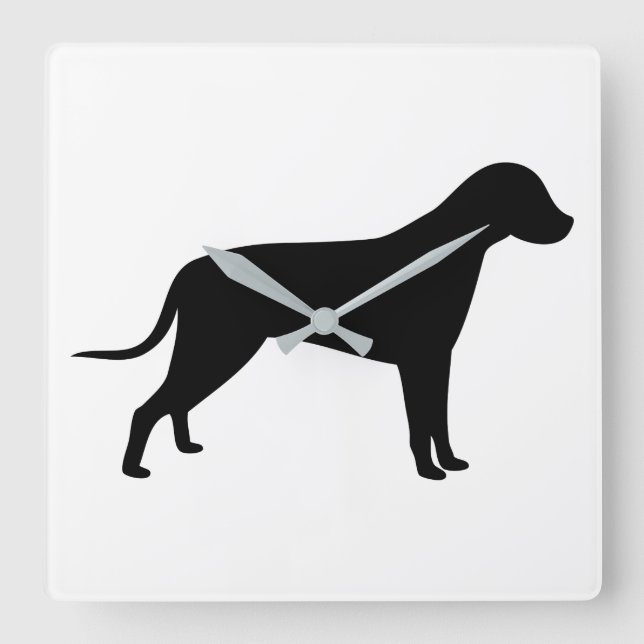 Hund Silhouette Fyrkantig Klocka (Framsida)