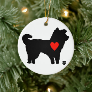 Hund Silhouette med hjärta Julgransprydnad Keramik