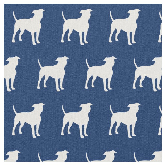 Hund Silhouette Navy Blue Tyg (Närbild)