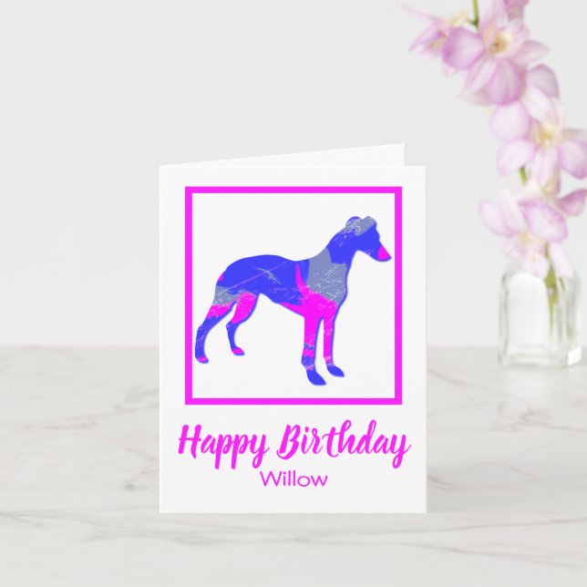 Hund Silhouette Rosa Funny födelsedagskort Kort (Orkide)