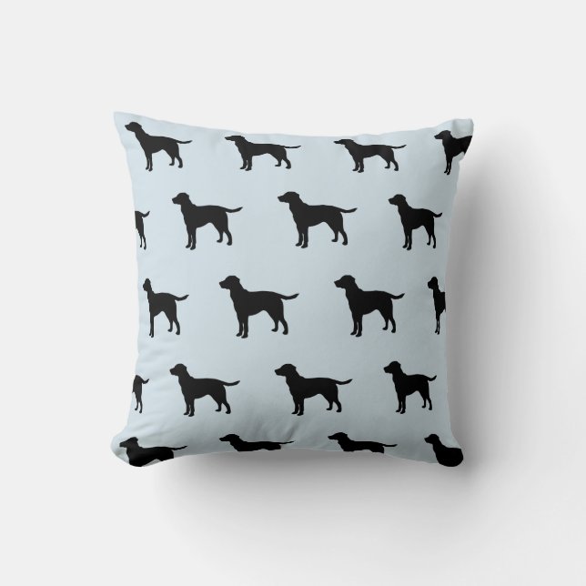 Hund Silhouette Svart lab Mönster Pillow Kudde (Framsida)