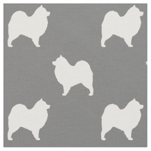 Hund Silhouettes Mönster Grått och vit Tyg