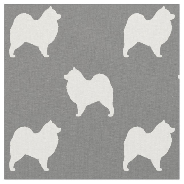 Hund Silhouettes Mönster Grått och vit Tyg (Närbild)