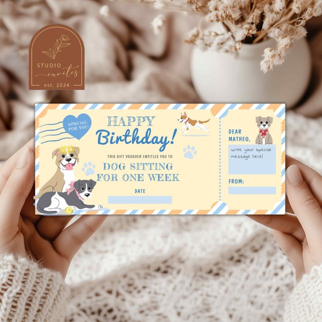 Hund Sitta Birthday Gift Voucher (Skapare uppladdad)