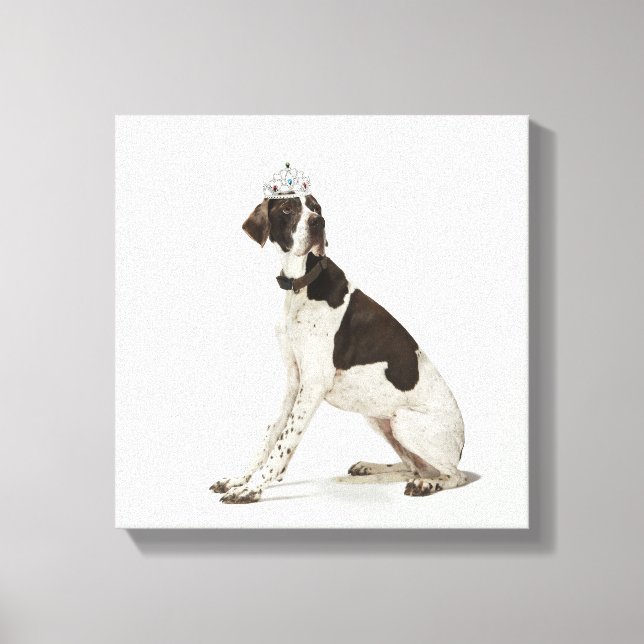 Hund sitta med tiara på huvudet canvastryck (Framsida)
