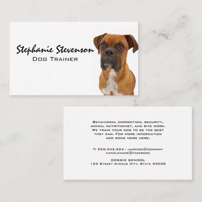 Hund sittande | Brun Boxer Hund Visitkort (Fram/baksida)