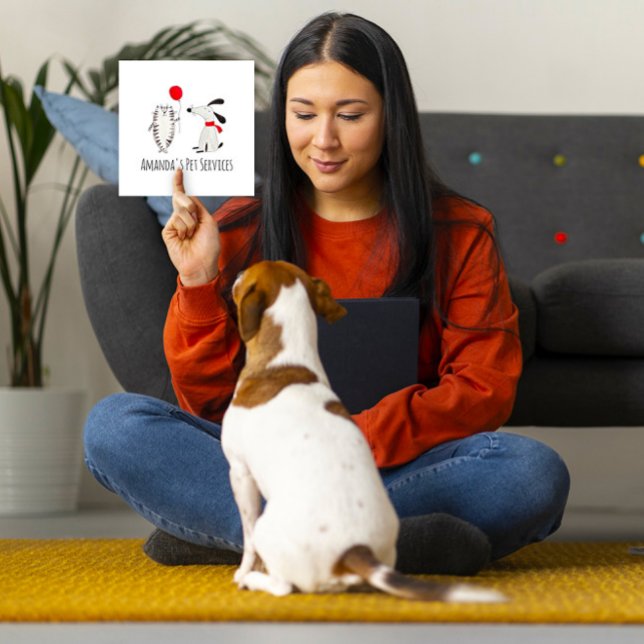 Hund Sitter Cat Sitter Pet Services Grooming Cute Fyrkantigt Visitkort (Skapare uppladdad)