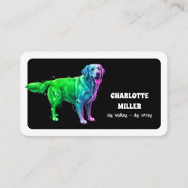 Hund Sitter Dog Walker Neon QR Visitkort