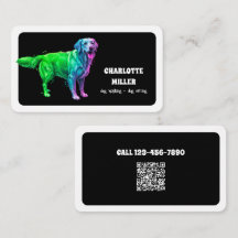 Hund Sitter Dog Walker Neon QR