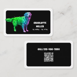 Hund Sitter Dog Walker Neon QR Visitkort