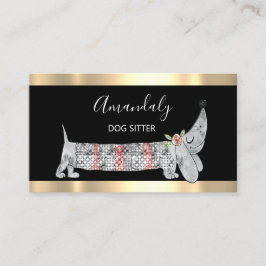 Hund Sitter Pet Mode Boutique Basset Silver Grått Visitkort