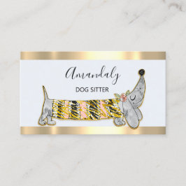 Hund Sitter Pet Mode Boutique Care Basset Grått Visitkort