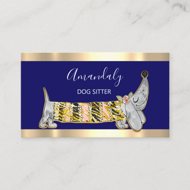 Hund Sitter Pet Mode Boutique Care Basset Visitkort (Framsida)